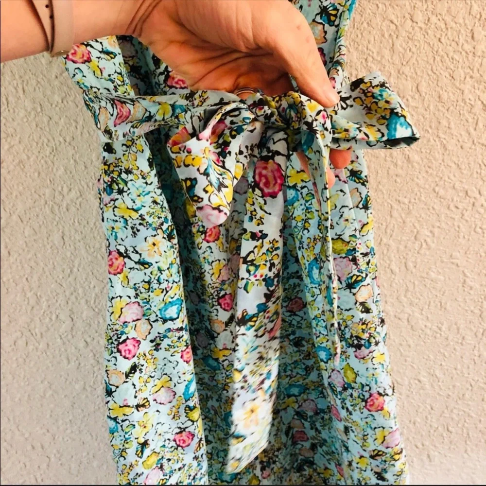 Sundance silk light blue floral tie waist dress size 14 - Picture 4 of 14